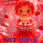 Çilek Konseptli Çocukla Doğum Günü Kutlaması